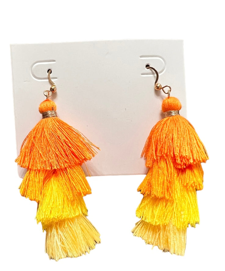 Yellow and Orange Tassel Earrings