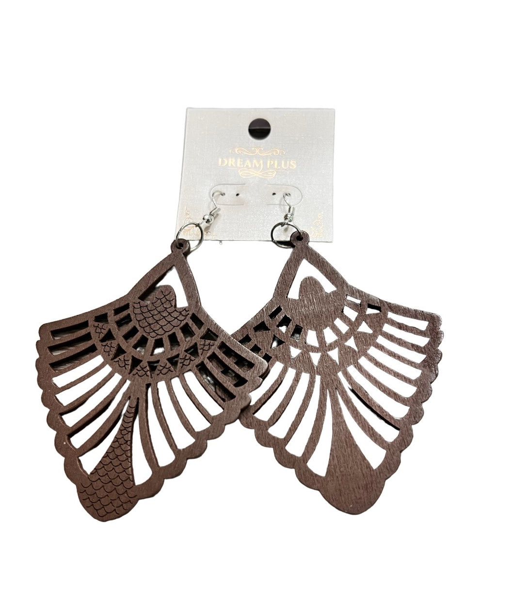 Faux Wood Fan Earrings