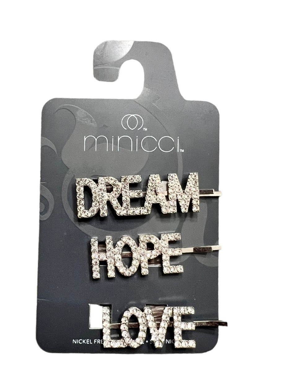 Dream, Hope and Love Hair Clips