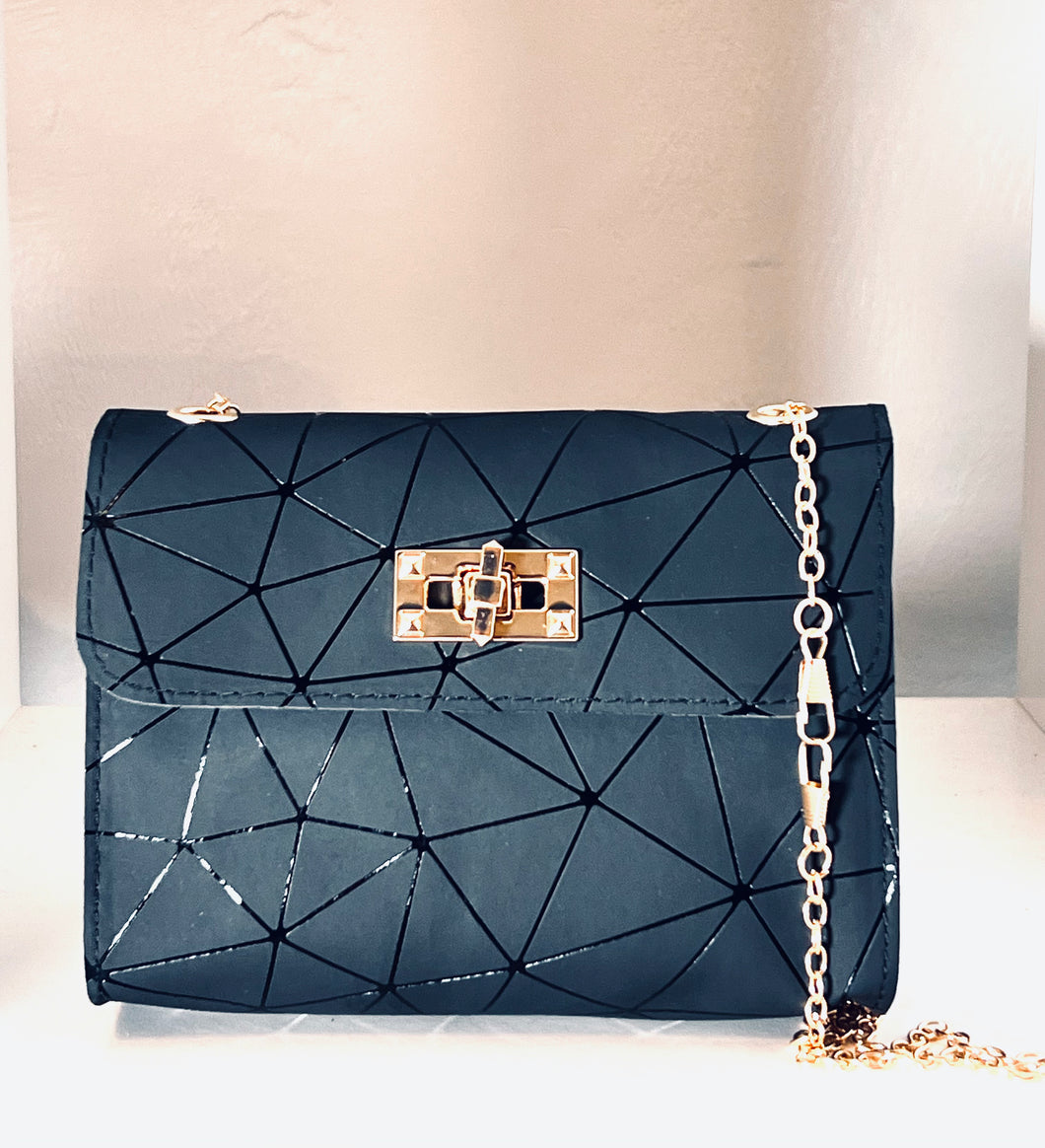 Black Geometric Printed Mini Bag