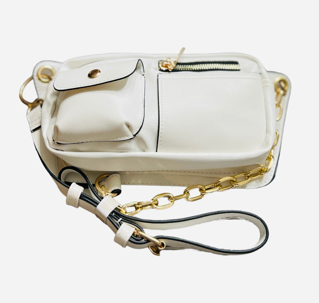 White with Gold Hardware Fanny Pack (Bum Bag)