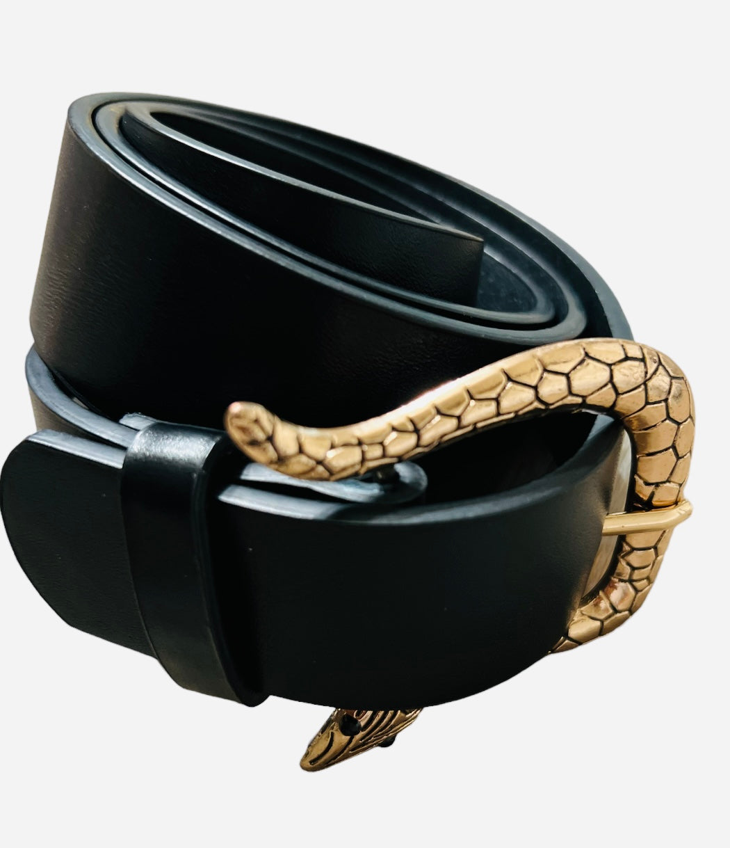 Black Belt with Snake Buckle